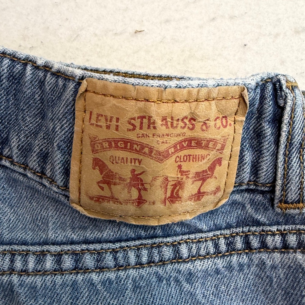 Levi Superlow Jeans Womens 27 Blue Low Rise Straight Leg Distressed - Picture 6 of 11